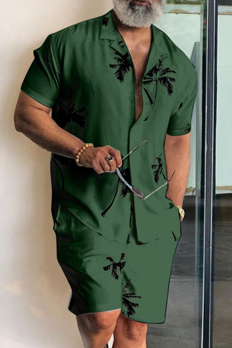 Tiboyz Outfits Hawaiian Coconut Tree Short Sleeve Shirt Set