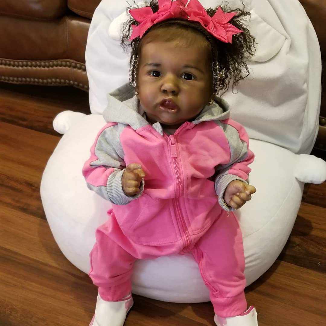 [Heartbeat💖 & Sound🔊] Real life 20'' Molly Truly Black Reborn Toddlers Baby Doll Girl for Nursing Play, Birthday Present 2022 -JIZHI® - [product_tag]
