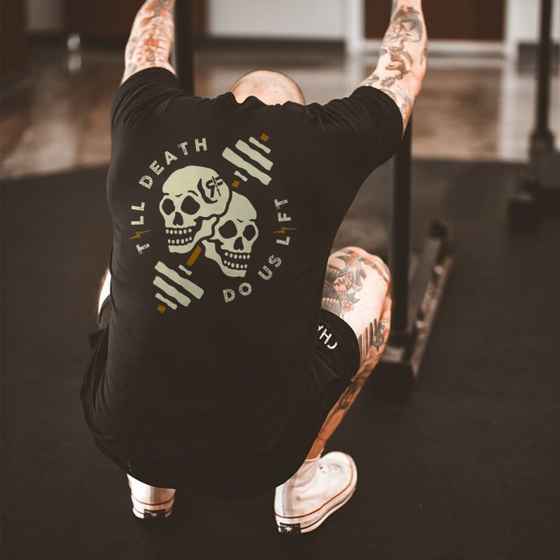 UPRANDY Skull Head Dumbbell Print Crew Neck Trendy T-shirt -  UPRANDY