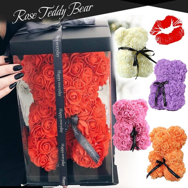 Rose Teddy Bear With Gift Box Best Mother's Day Gift丨50% Off Pre-Sale