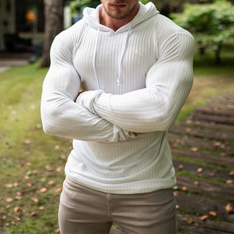 BrosWear Striped Slim Casual Fitness Sports Sweatshirt white