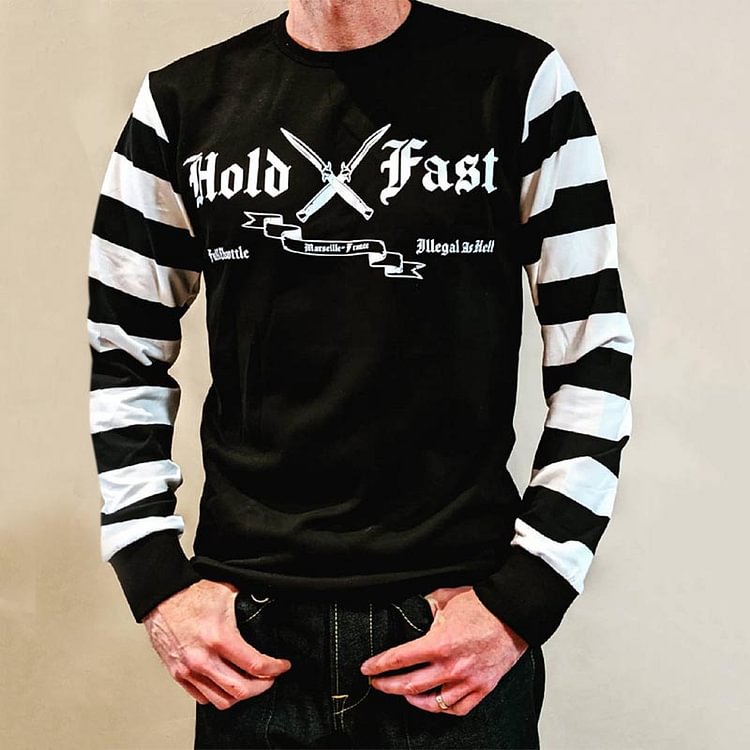 BrosWear Men's Casual Printed Long Sleeve Motorcycle T-shirt