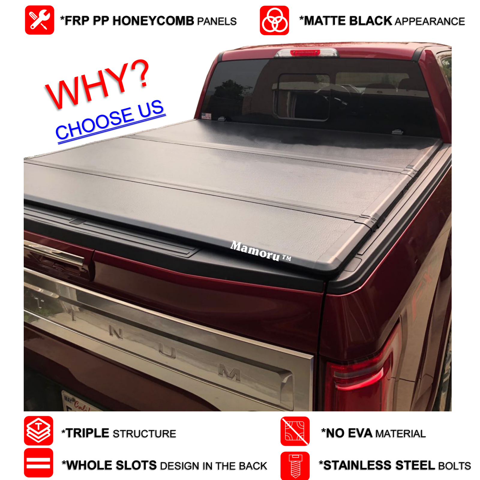For 20192022 Ford Ranger 5ft Truck Bed Cover Mamoru Hard TriFold