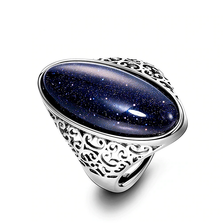 Silver Galaxy Stone Ring-Mayoulove