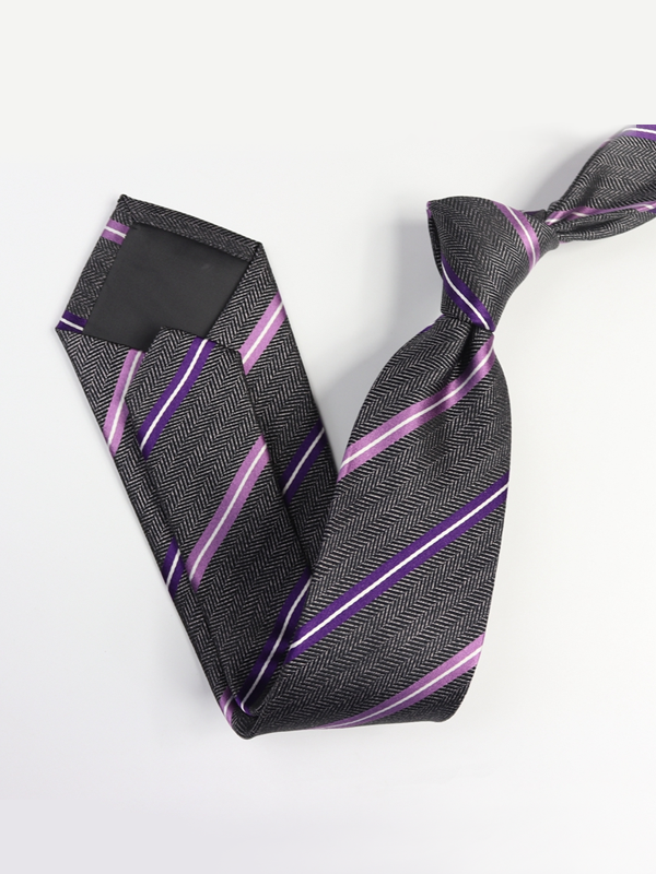 Diagonal Stripe Gray Silk Tie-Real Silk Life