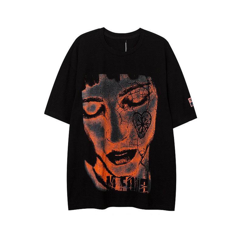 Dark Gothic Portrait Print Short Sleeve T-Shirt / Techwear Club / Techwear