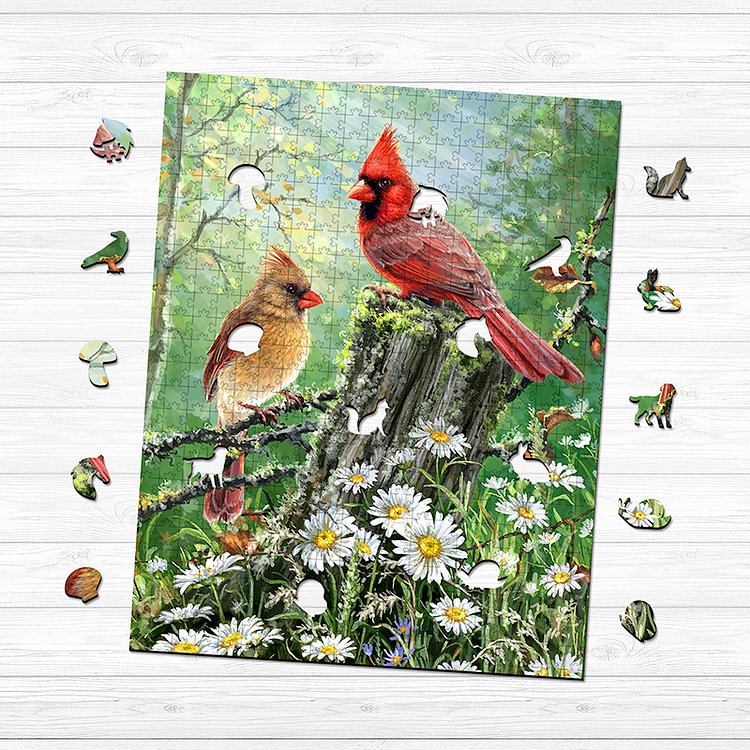 Garden Cardinals Wooden Puzzle