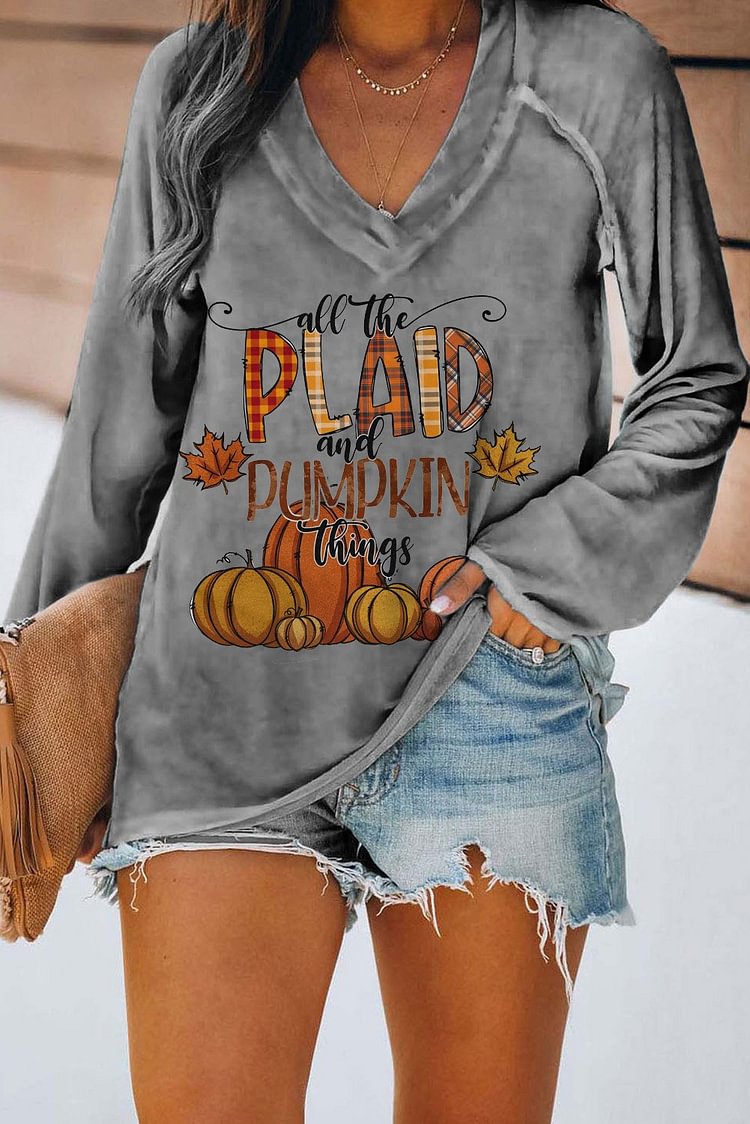 Women's T-shirts Pumpkin Letter Print T-shirt-Mayoulove