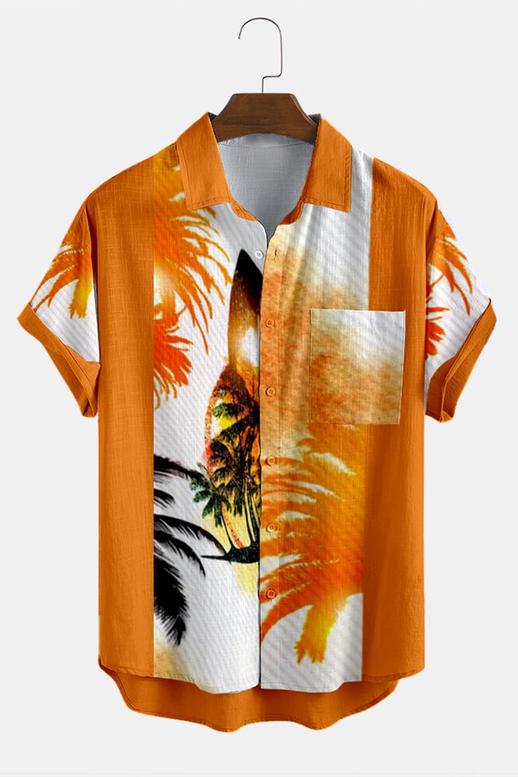 Tiboyz Coconut Print Orange Men's Shirt