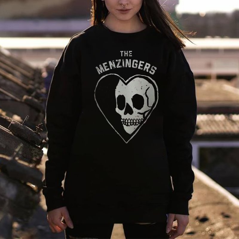 Skull The Menzingers Printed Crew Neck Pullover Sweatshirt - Krazyskull