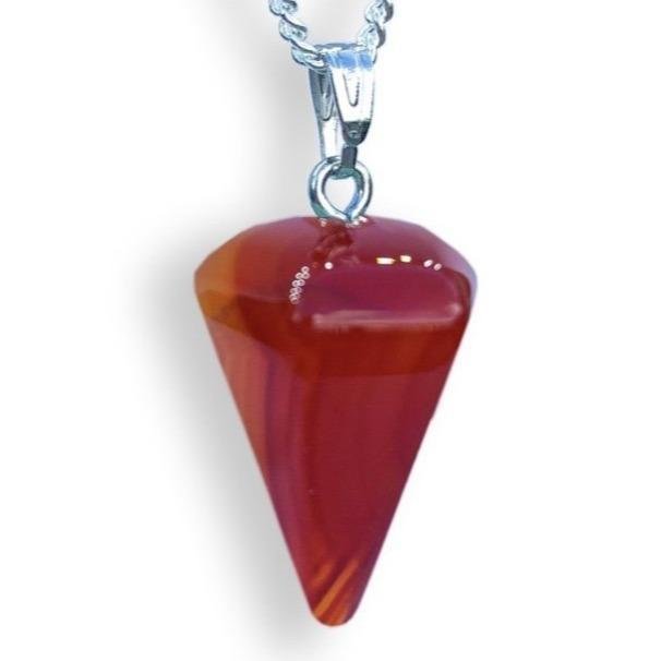 Red Agate Stone Stone Quartz Single Point Necklace-Mayoulove