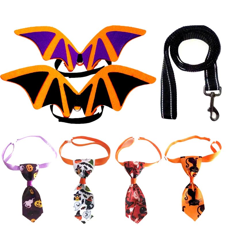 Halloween Accessories For Cats Dogs Pet Leads Bat Collars Set-VESSFUL