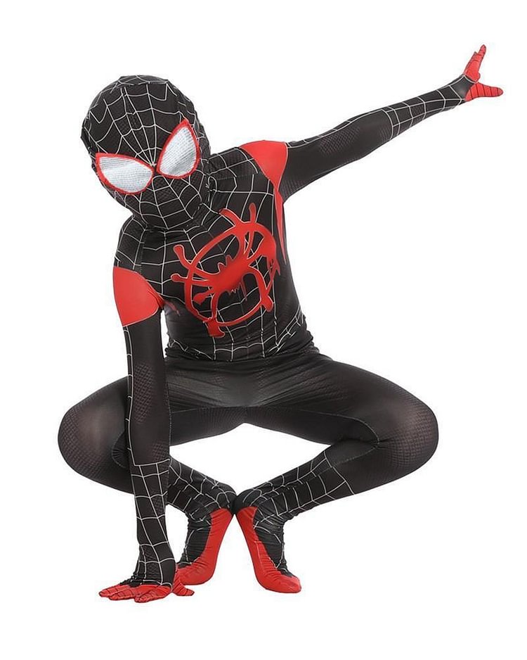 Boys Girls Black In Black Spider Man Catsuit Zentai Fullbody Costume-Mayoulove