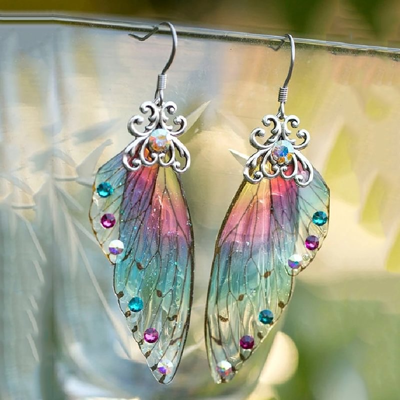 Colorful cicada wings gradient earrings