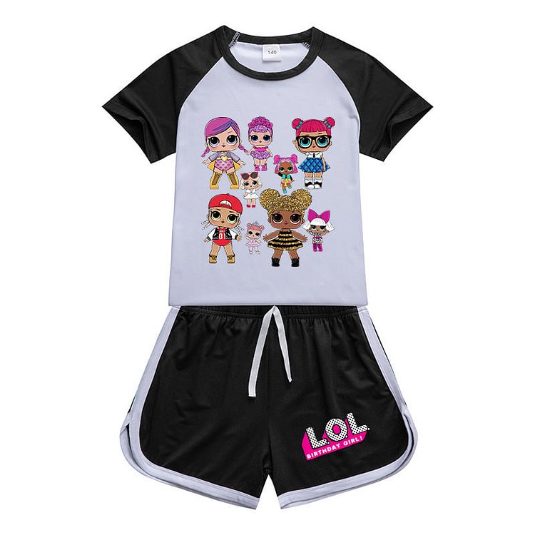 Mayoulove Kids lol Surprise Sportswear Outfits T-Shirt Shorts Sets-Mayoulove