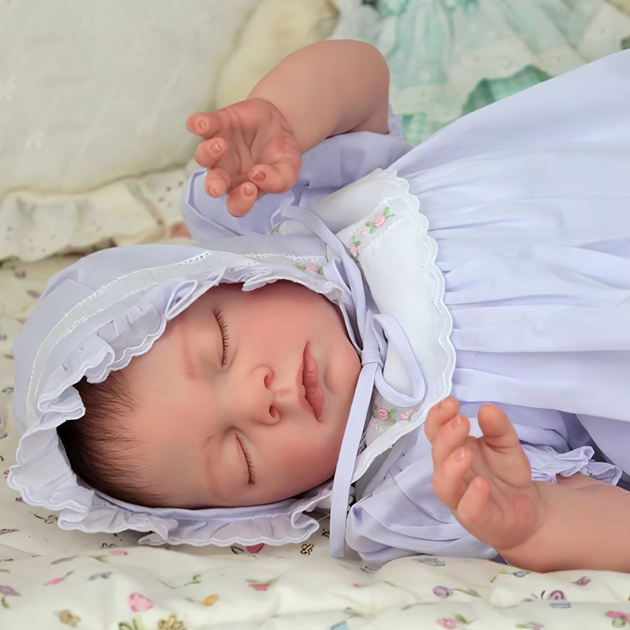17"Cute Lifelike Handmade Soft Cloth Body Sleeping Reborn Girl Baby Doll Named banice