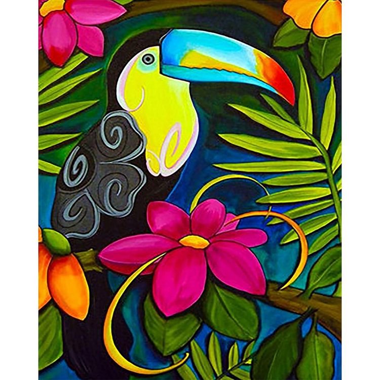 Peinture par numéro - Peinture à l’huile - Fleur d’oiseau (40'50cm)