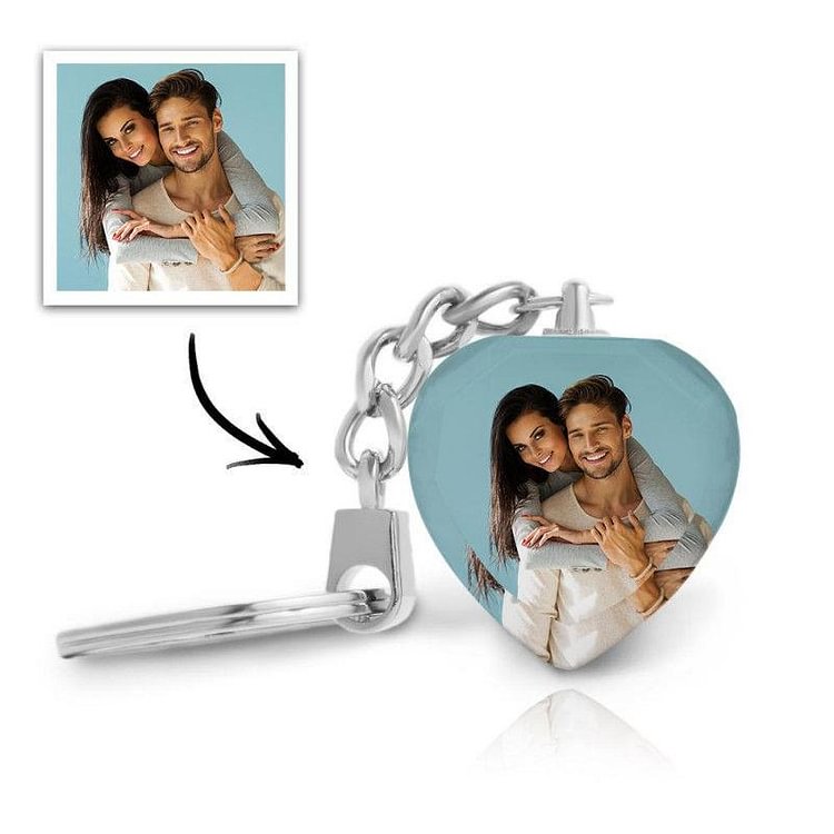Custom Heart Photo Keychain Personalized Crystal Key Chain