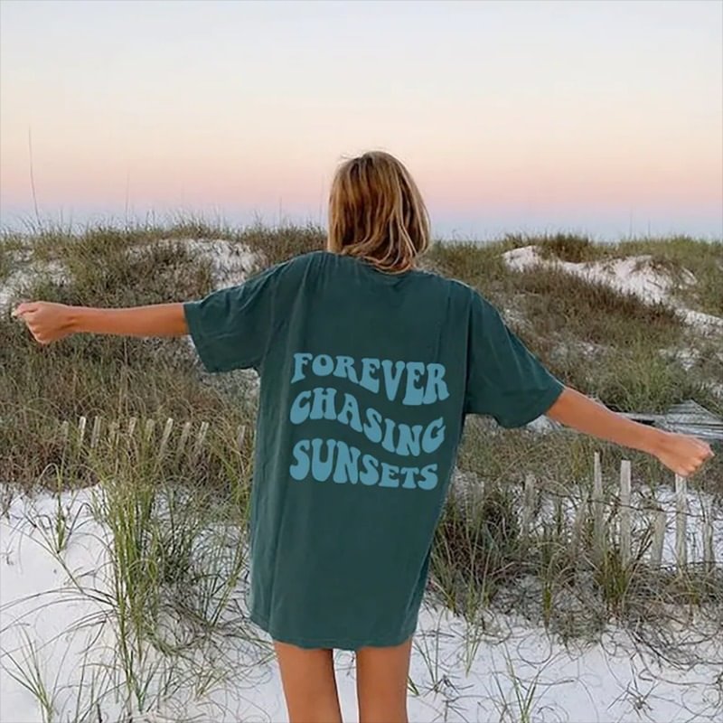 Forever Chasing Sunsets Print Women's T-shirt / [blueesa] /