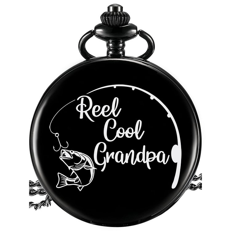 Personalized Pocket Watch With "Reel Great Grandpa" Engraved On The Front