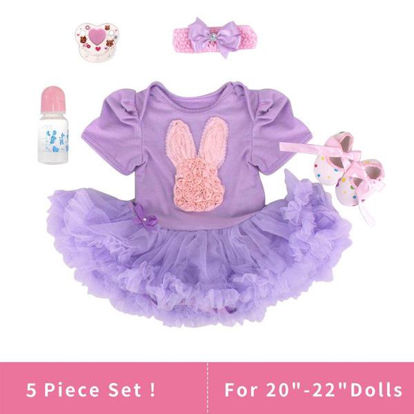 [For 20''-22'' Dolls] Easter Special Purple Bunny Puffy Dresses With Pacifier And Bottle