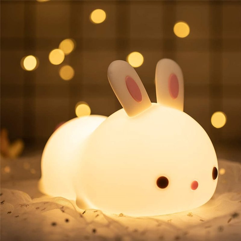 Cute Bunny Night Light with Remote Control, Portable Animal Rabbit Lamp 、、sdecorshop