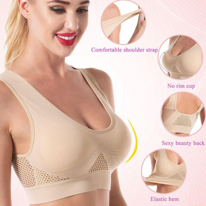 JENN BRA - Airy Cooling Comfortable Breathable Extra-Elastic Seamless Bra (From S to 6XL)