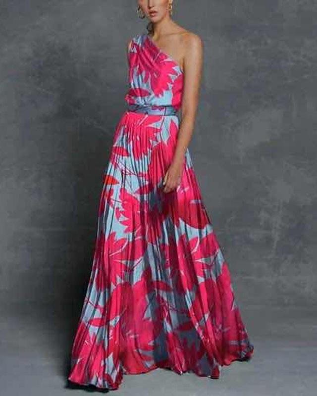 Women's Swing Dress Maxi long Dress Sleeveless Print Summer Hot Elegant Red Green S M L XL XXL-Corachic