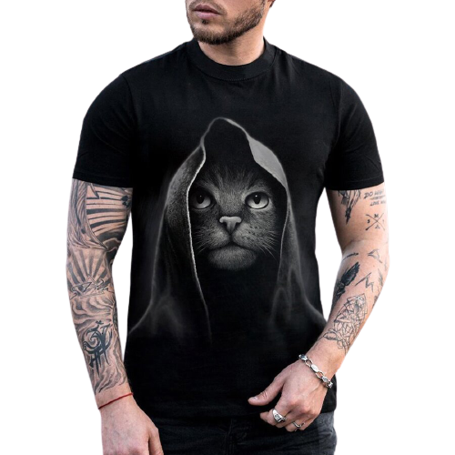 Dark cat short sleeve T-shirt / [viawink] /