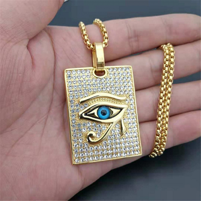 The Eye of Horus Iced Out Pendant Ancient Egypt Square Necklace-VESSFUL