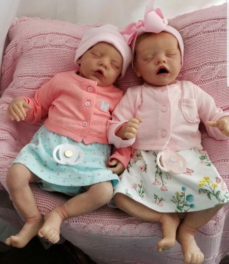  [Kids Gifts 2022 Sale] 17 '' Real Lifelike Twins Sister Dora and Doris Reborn Baby Doll Girl - Reborndollsshop.com®-Reborndollsshop®