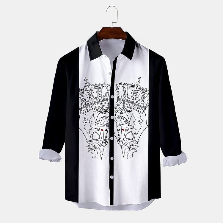 BrosWear Fashion Black And White Long Sleeve Shirt