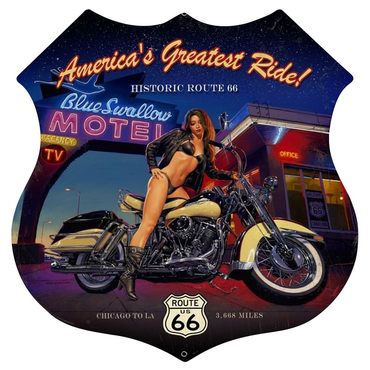 Motorcycle- Shield Shape Tin Sign - 30*30CM