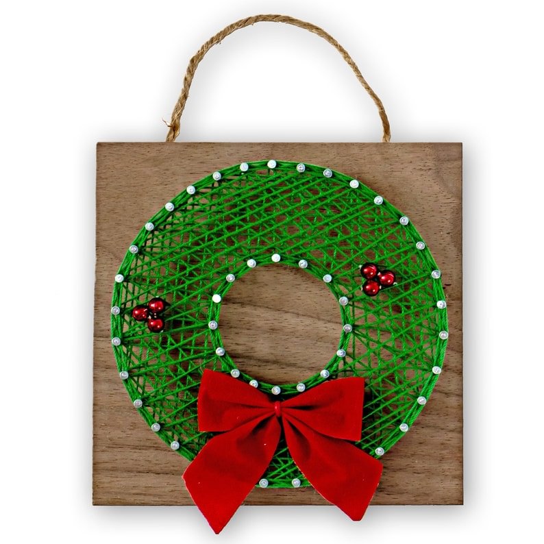 String Art - Christmas Wreath 5" x 5"-Ainnpuzzle