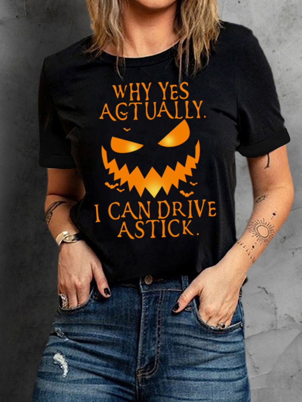 I Can Drive Astick Short Sleeve Halloween Tee