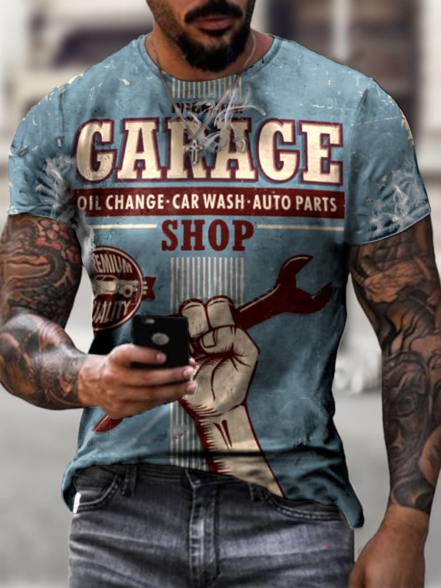 Retro service area car repair print T-shirt / [viawink] /