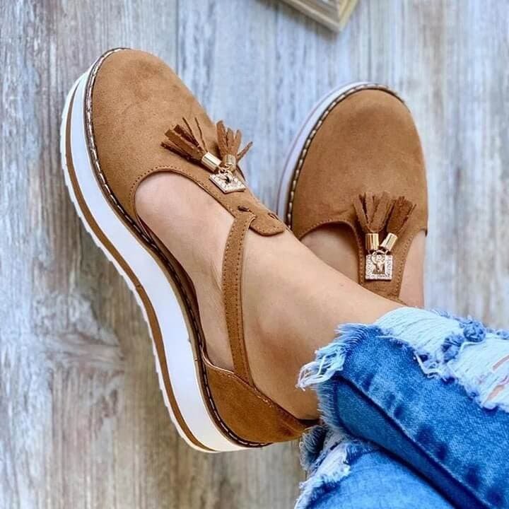Women's Orthopedic Casual Platform Flat Comfort Shoes Breathable Leather Walking Shoes High Damping Soles