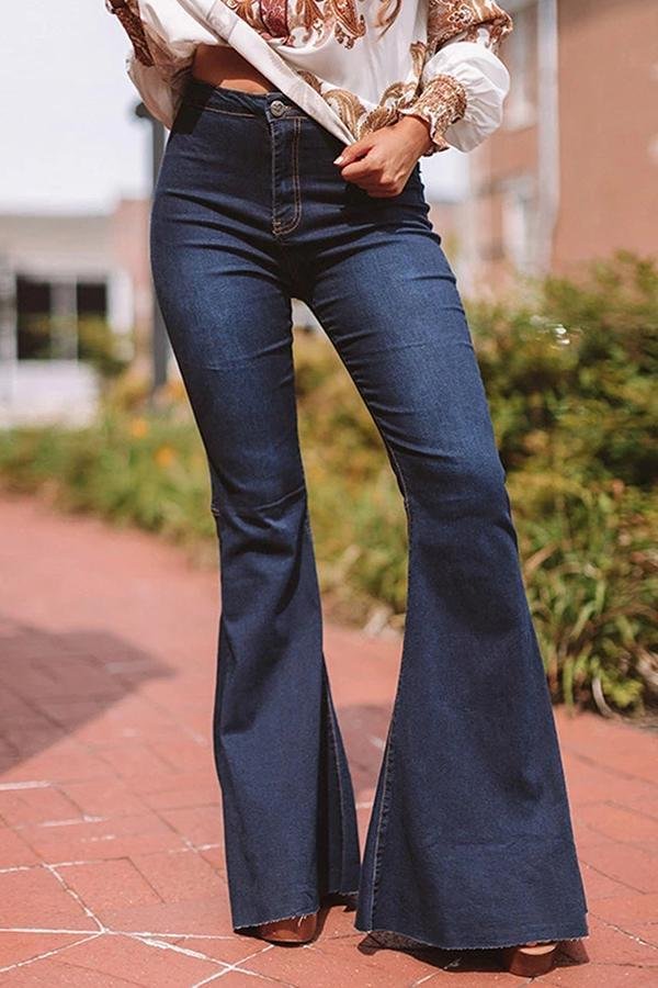 Womens High-Rise Stretch Flared Jeans-Allyzone-Allyzone
