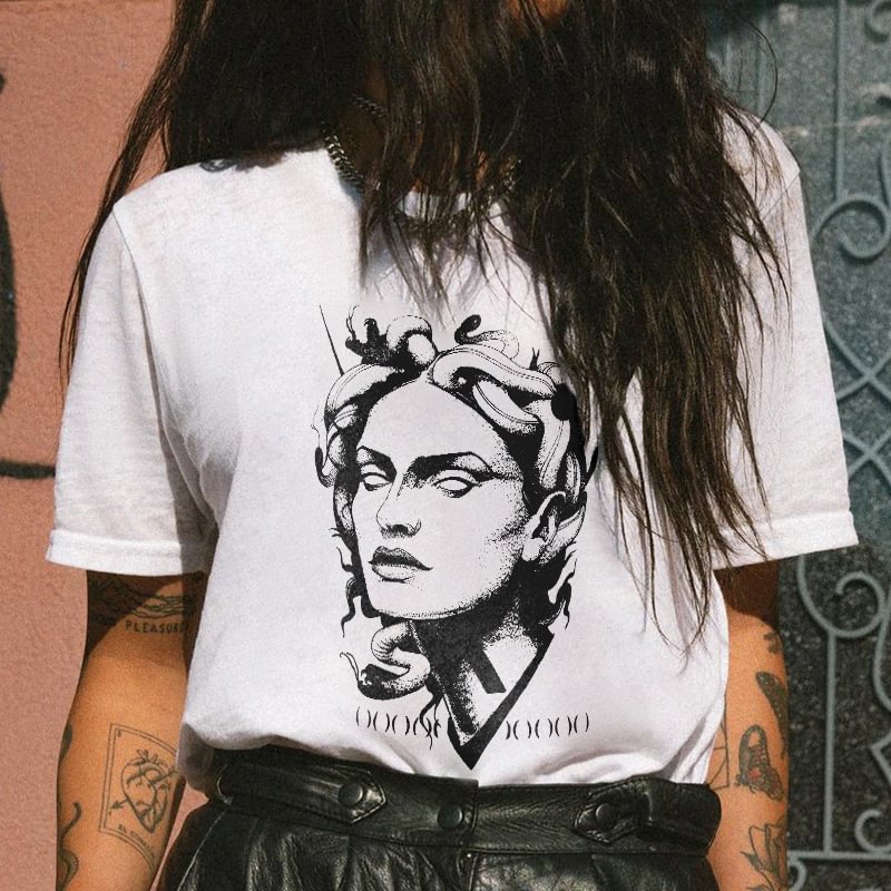 Medusa Printed Loose Women Casual T-shirt - Krazyskull