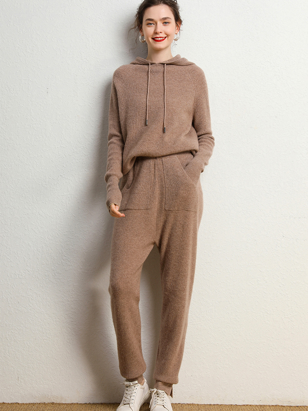 Hooded Cashmere Tracksuit| Multi-Colors Selected-Real Silk Life