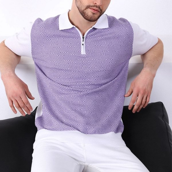 Vintage zippered mens knit POLO shirt / [viawink] /