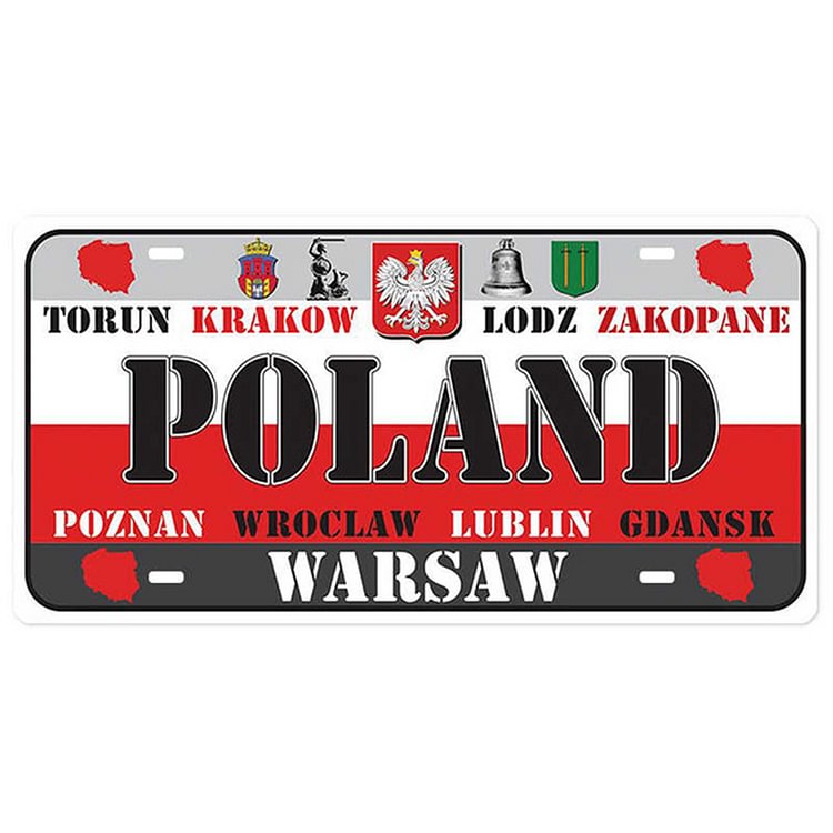 Poland License Plate Vintage Metal Tin Sign Plaque for Bar Pub Club (2)