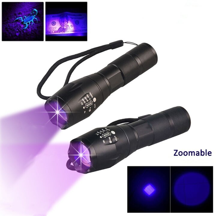 Zoomable UV Flashlight UV Light LED 3W Military Grade Ultraviolet Flashlight Lantern 、aliexpress、sdecorshop