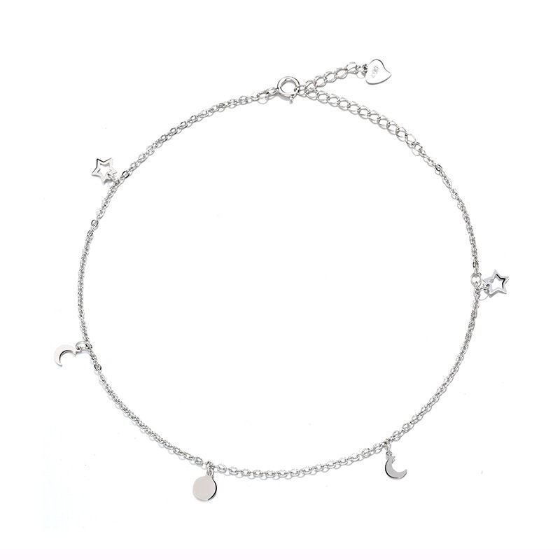 Star Moon S925 Sterling Silver Anklet