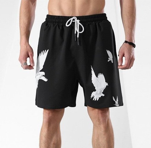 Pigeon Print Men's Loose Basketball Outdoor Summer Shorts-VESSFUL