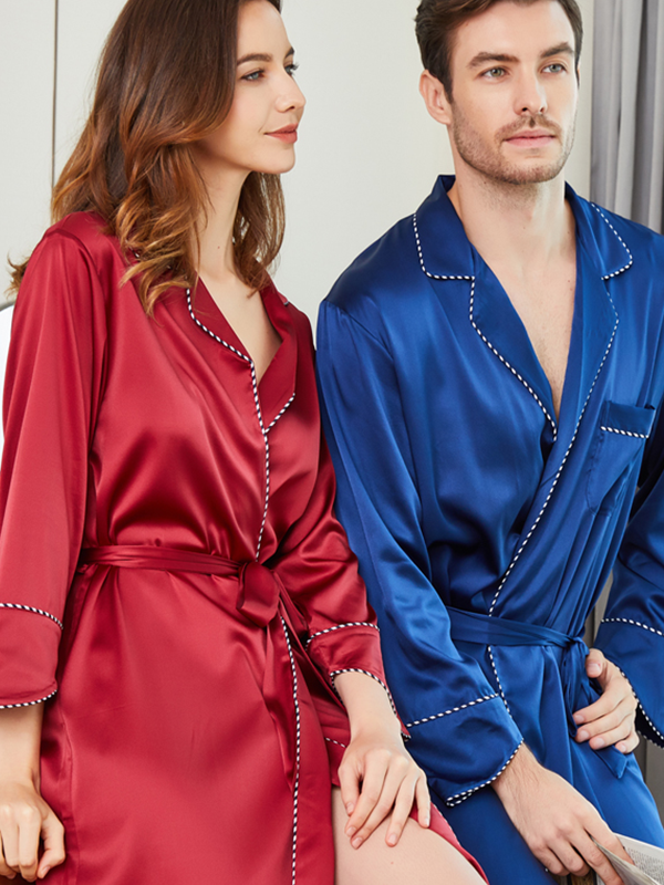 22 Momme Belted Matching Silk Robe For Couples
