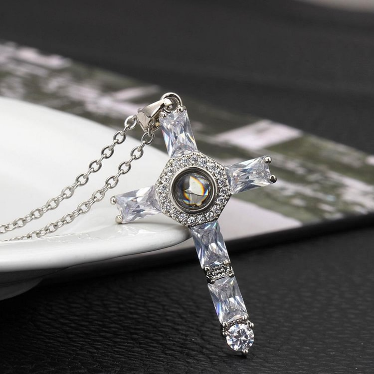 Fashion Cross Projection Crystal Pendants Necklaces-Mayoulove