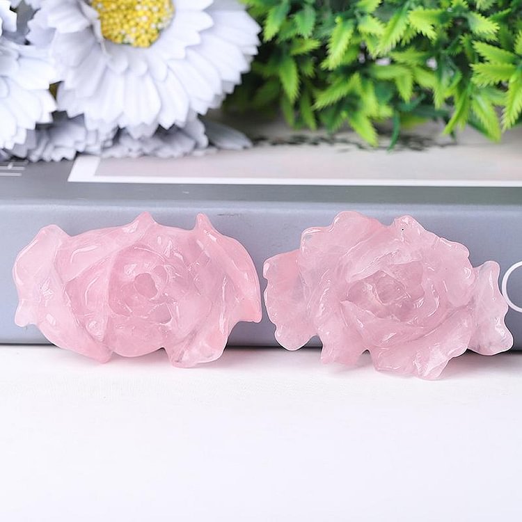 3" Rose Quartz Peony Crystal Carvings Crystal wholesale suppliers