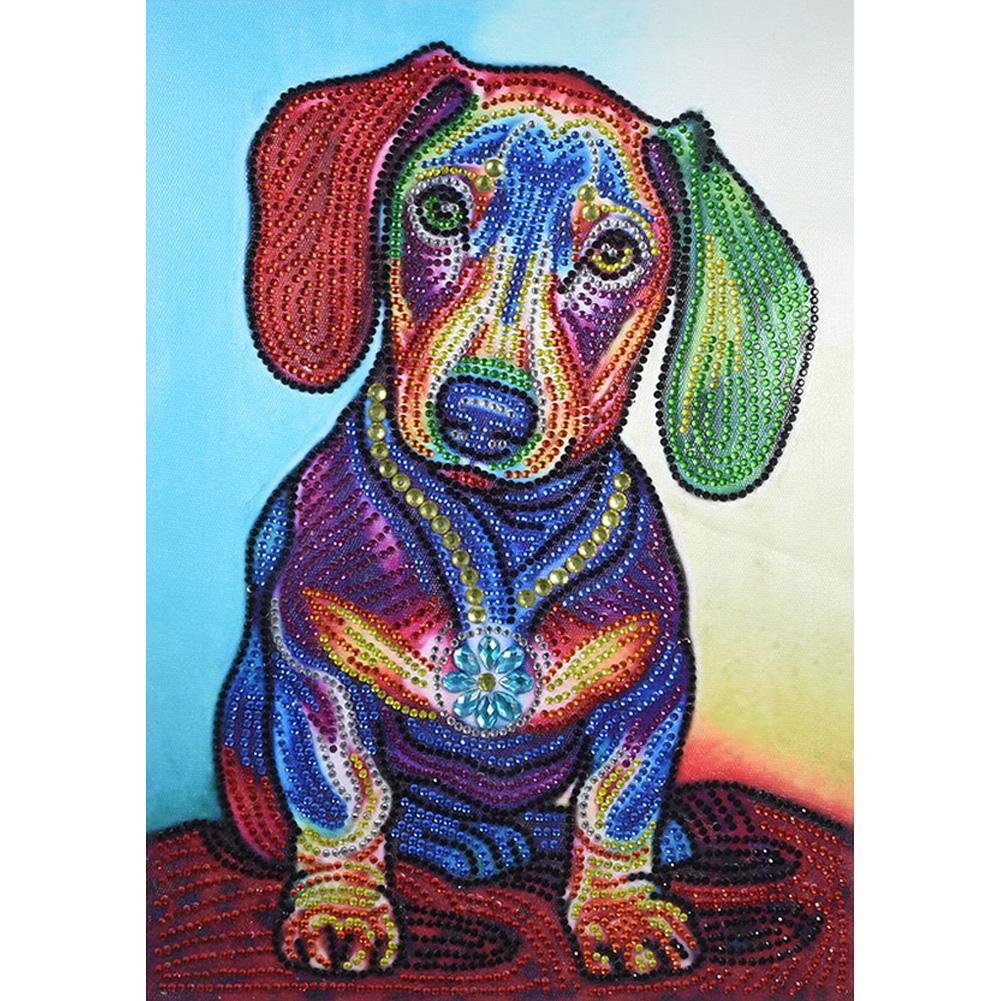 Partial Special Shaped Diamond Painting Colorful Dog