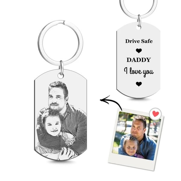 Custom Photo Tag Keychain Drive Safe Gifts for Daddy